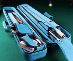 Molinari 2 Butt 4 Shaft Cyan/Black Flat Cue Case -Professional Billiards Equipment Store mlcf24 01 1