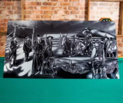 "Shoot Out" Floating Wall Art (30" X 15.75") - Black And White